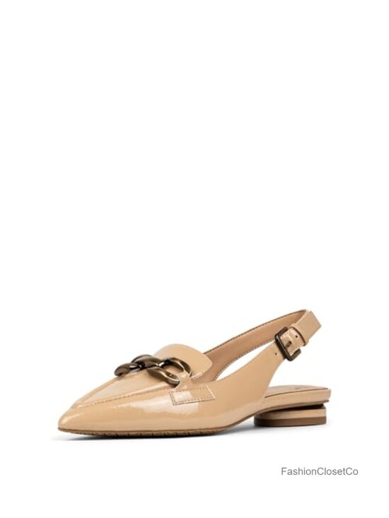 Shoes - Donald J Pliner Women Slingback Flats Pointed Toe Faux Leather Memory Foam